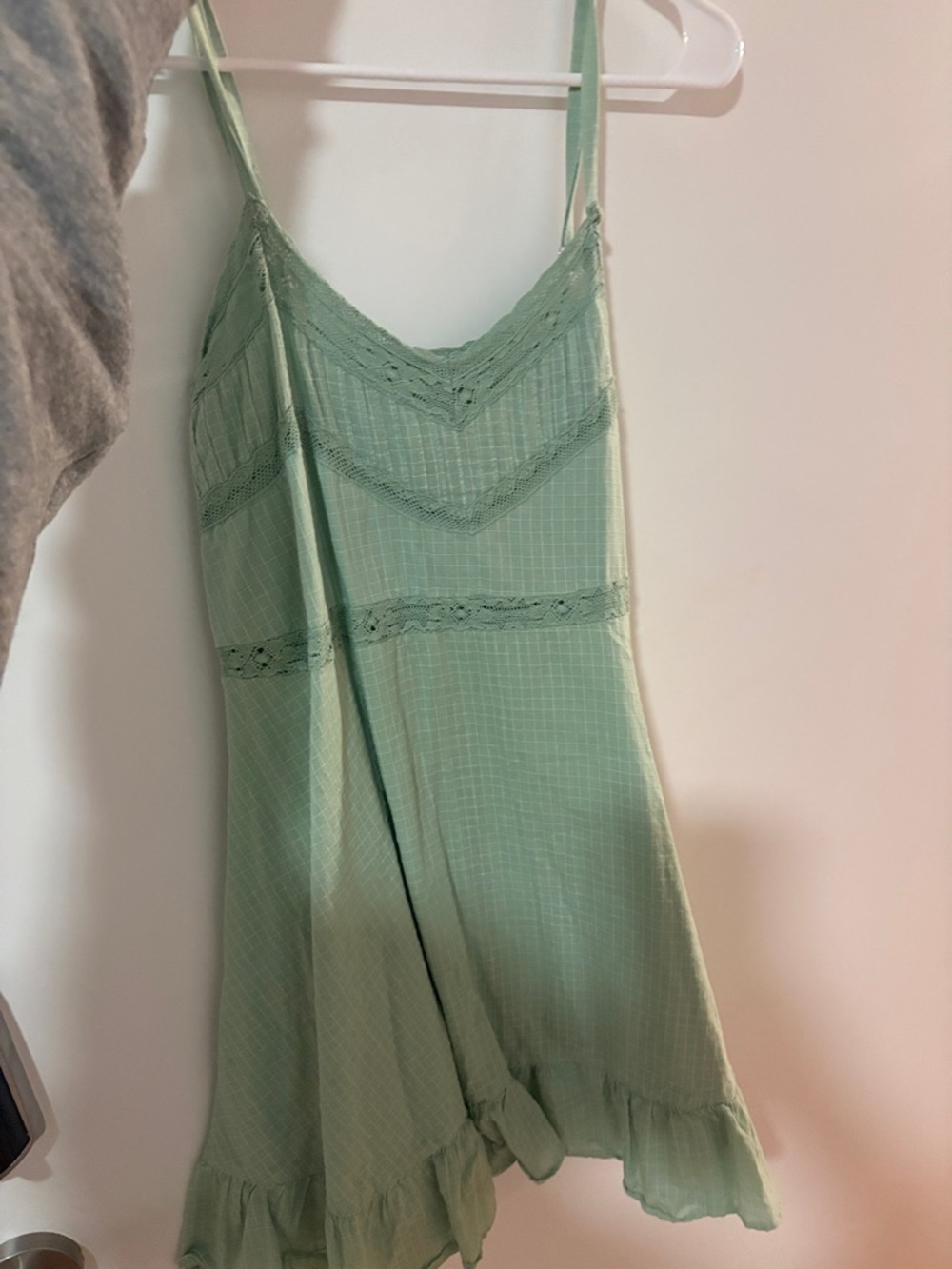 Urban Outfitters Mint Green Lace-Trim Slip Dress